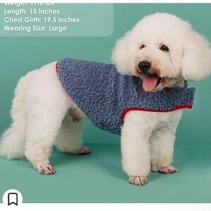 Cyeollo Blue Reversible Dog Sweater Fleece Sherpa Jacket Vest size L